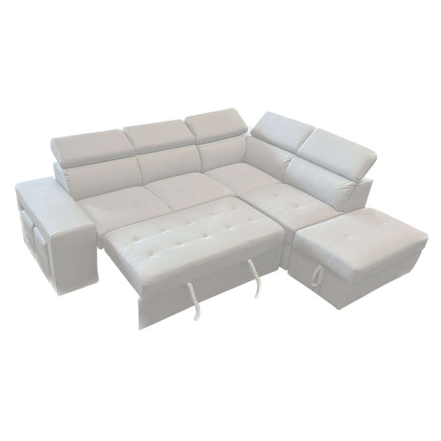 Stanza Positano Right Facing Eco Leather Sectional - White