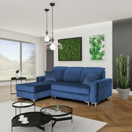 Styles Alfredo Right-Facing Mini Sectional - Blue, Velvet