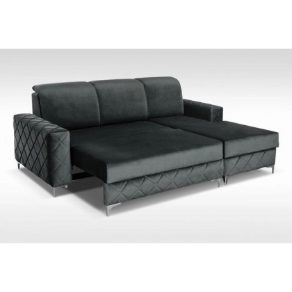 Styles Alfredo Left-Facing Mini Sectional - Gray, Velvet