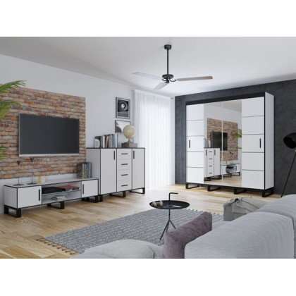 Styles Loft 59" Wardrobe - White, Manufactured Wood