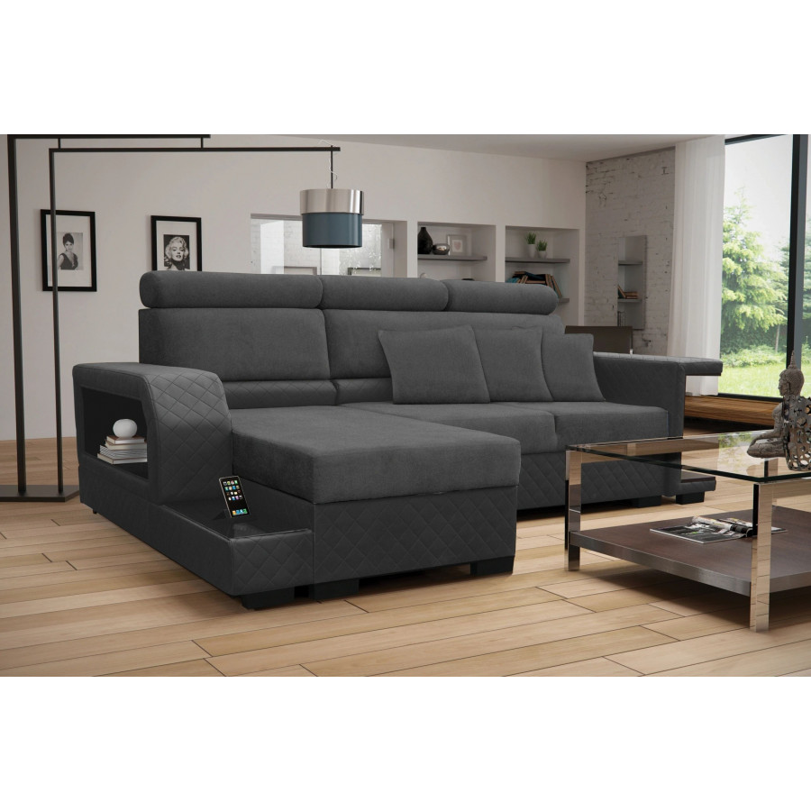 Styles Amaro Left-Facing Sectional - Gray, Fabric