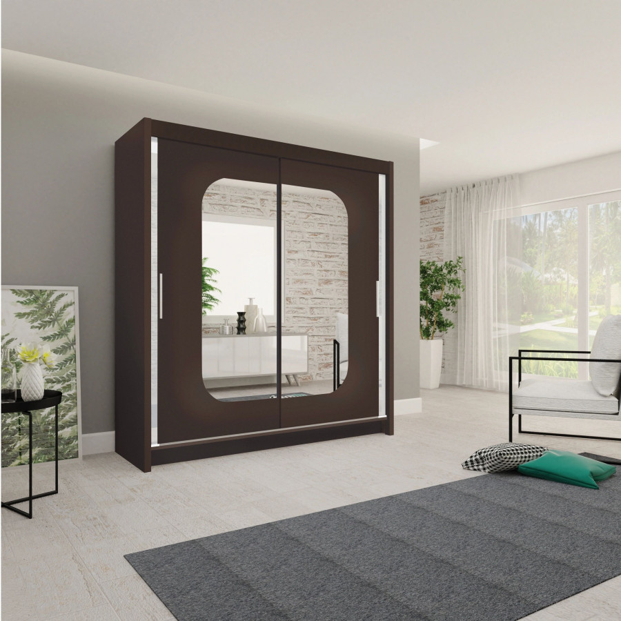 Styles Marika 59" Wardrobe - Black Gloss, Manufactured Wood