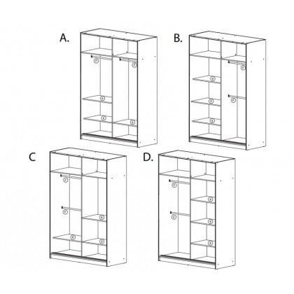Styles Marika 59" Wardrobe - Black Gloss, Manufactured Wood