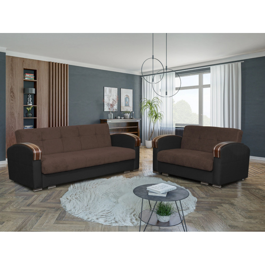 Styles - Samantha Sofa and Loveseat Set in Brown, Suede