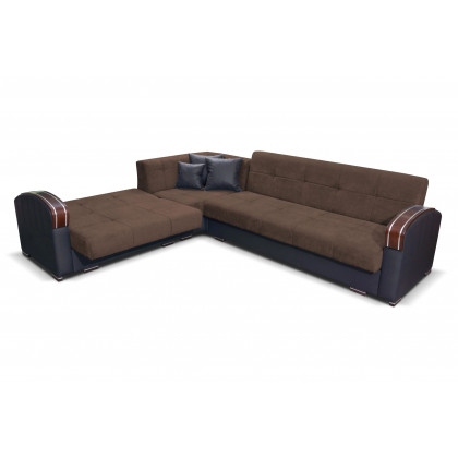 Styles Samantha Sectional - Brown, Microfiber/Microsuede