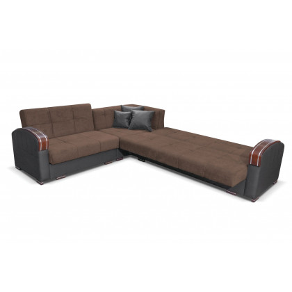 Styles Samantha Sectional - Brown, Microfiber/Microsuede