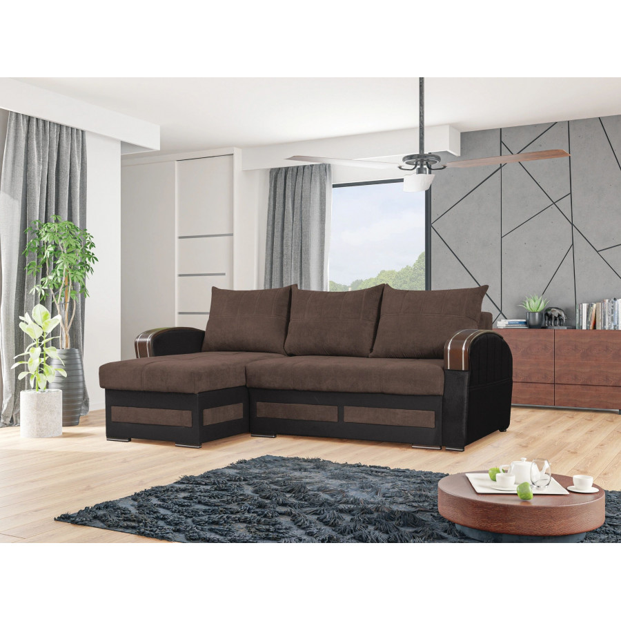Styles Tommy Sectional - Brown, Velvet