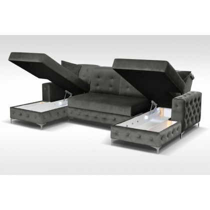 Styles - Verso Sectional in Gray, Velvet