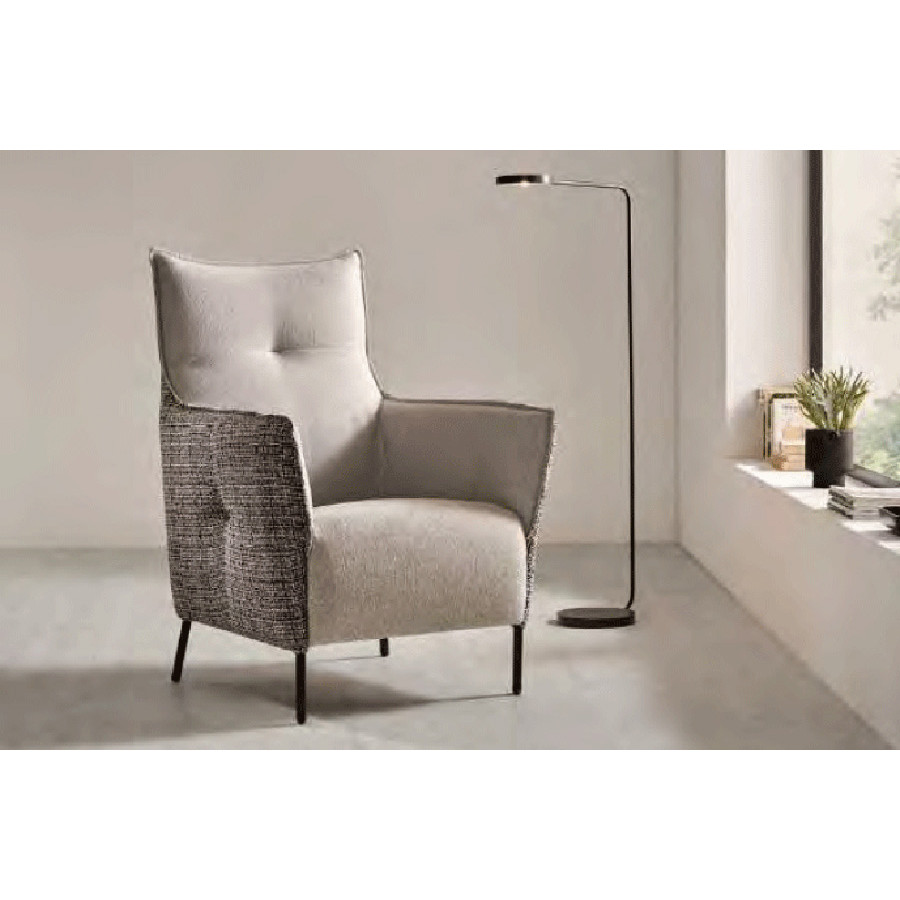 Suinta - Mao Solid Print Armchair in Fabric, Flared Arms
