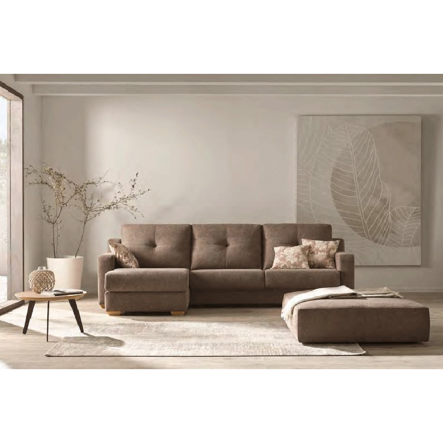 Suinta - Donia Convertible Sofa Bed with Chaise in Fabric, 120x200cm