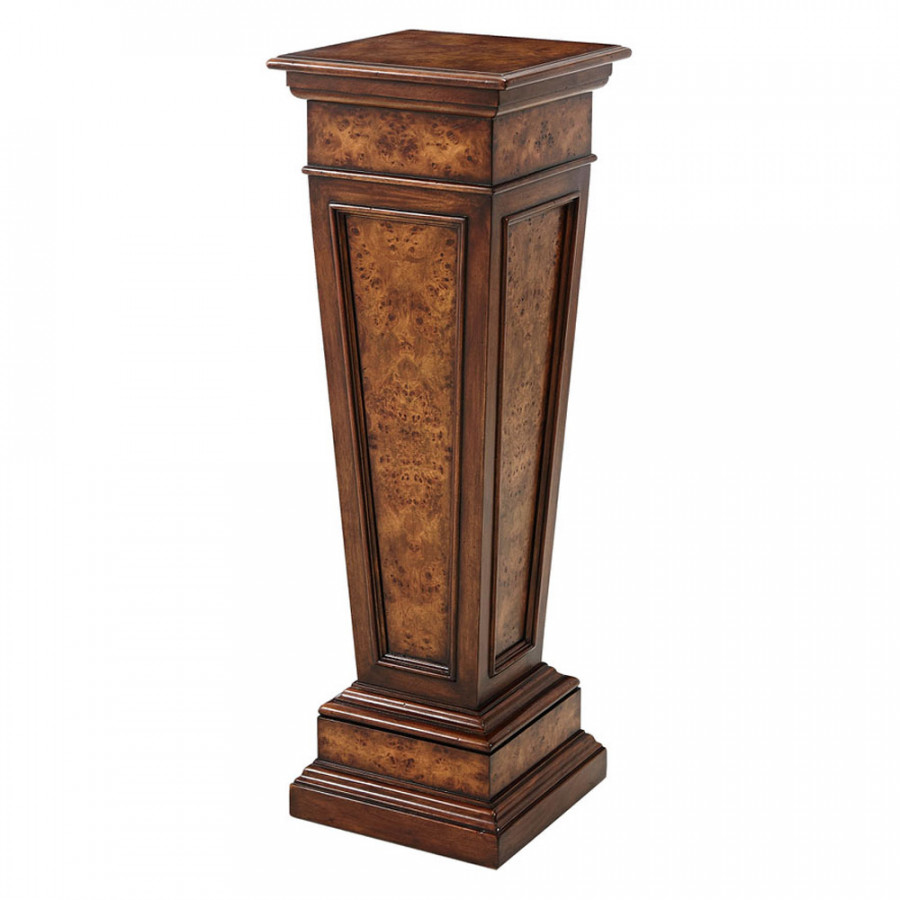 Theodore Alexander - The Burl Pedestal Column in Baveno Walnut, Poplar Burl Veneer/Acacia