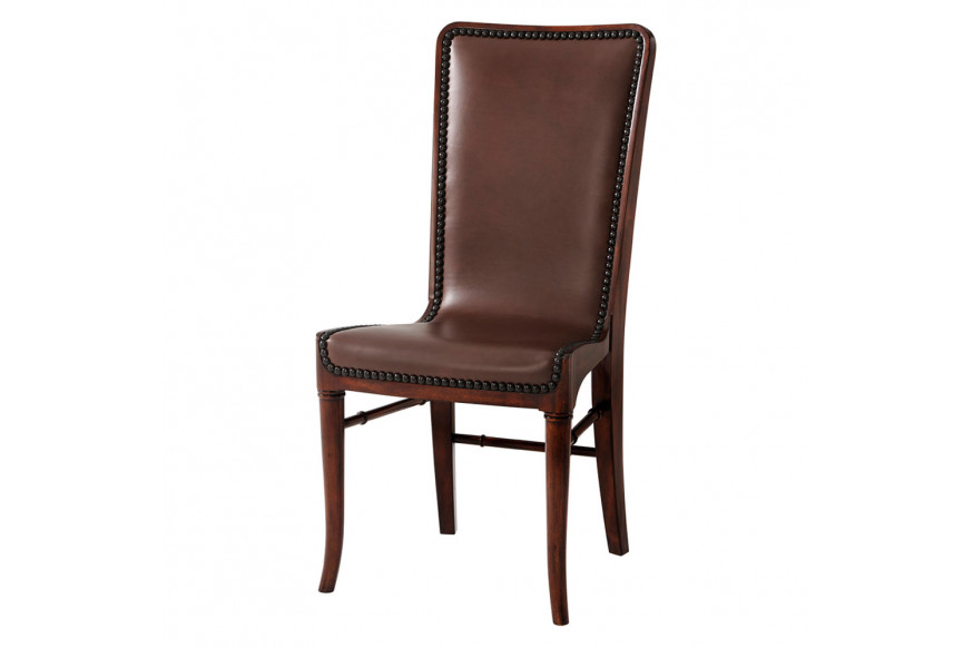 Theodore Alexander™ Leather Sling Dining Chair - Brown Finish