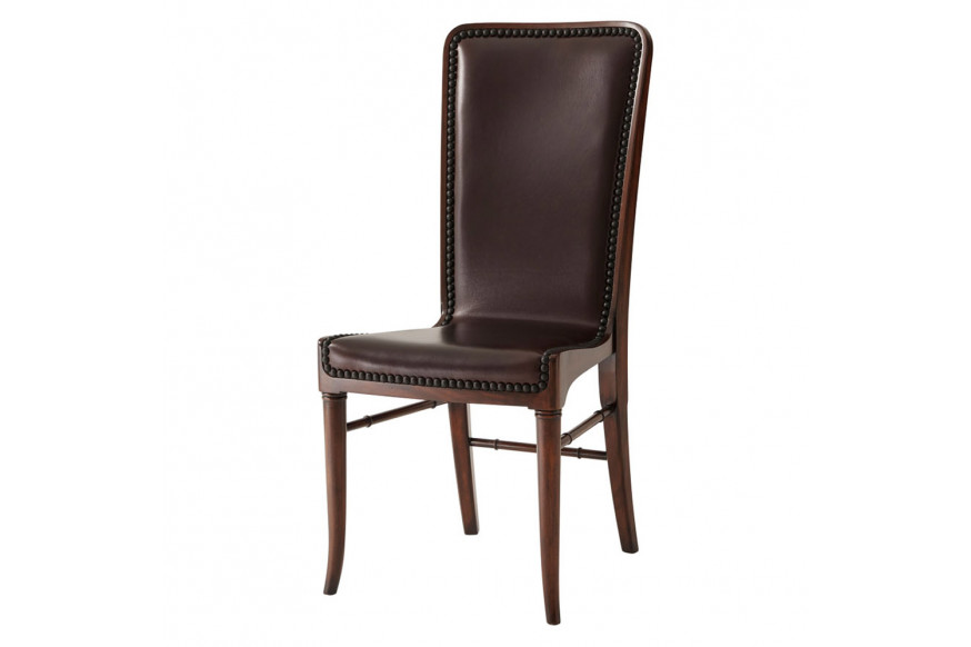 Theodore Alexander™ Leather Sling Dining Chair - Dark Brown Finish