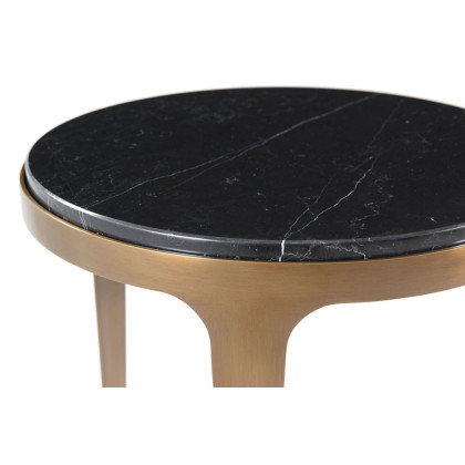Theodore Alexander Gennaro Accent Table - Brushed Pyrite/Black Marble