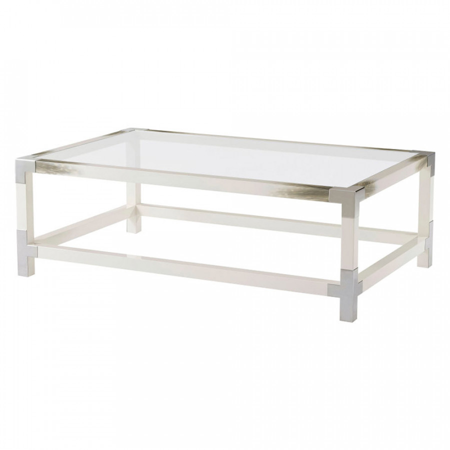 Theodore Alexander Cutting Edge Rectangular Cocktail Table - Longhorn White