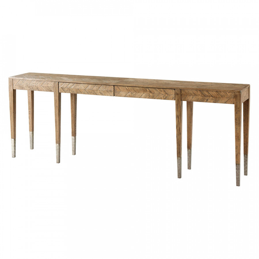 Theodore Alexander Calhoun Long Console Table - Light Echo Oak
