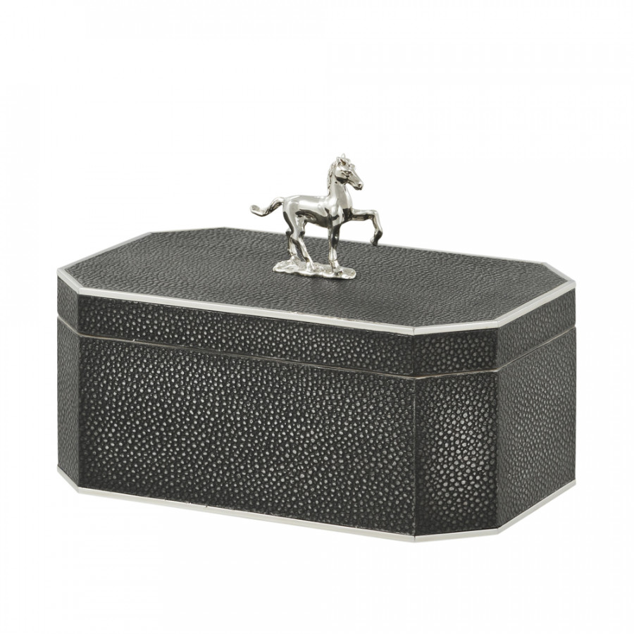 Theodore Alexander - Canter Decorative Box in Shagreen with Nickel Plated Brass Accents