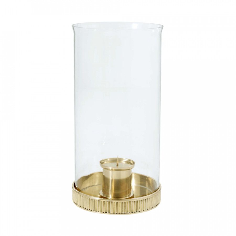 Theodore Alexander Last Storm Of The Season Grande Candleholder - Polished Brass with Glass