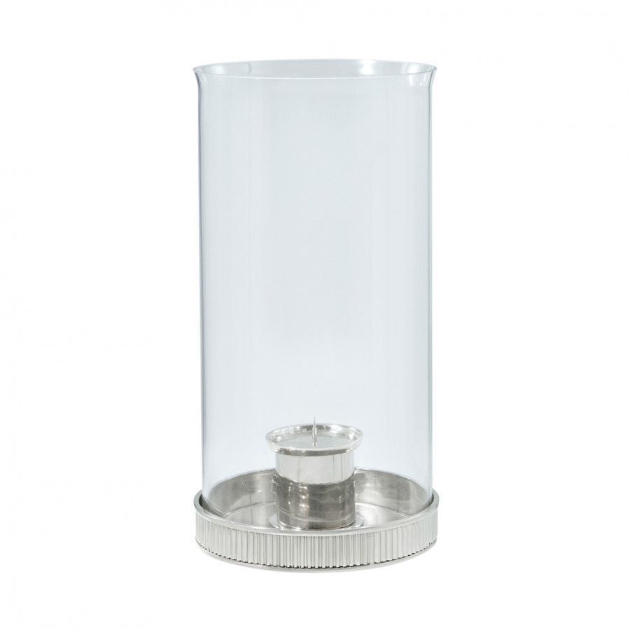 Theodore Alexander Last Storm Of The Season Grande Candleholder - Nickel Plated Brass with Glass