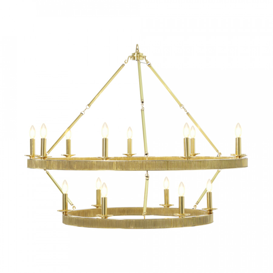 Theodore Alexander Simon Grande Stack Round Chandelier - Polished Brass
