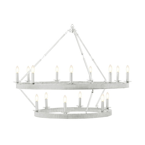 Theodore Alexander Simon Grande Stack Round Chandelier - Nickel Plated