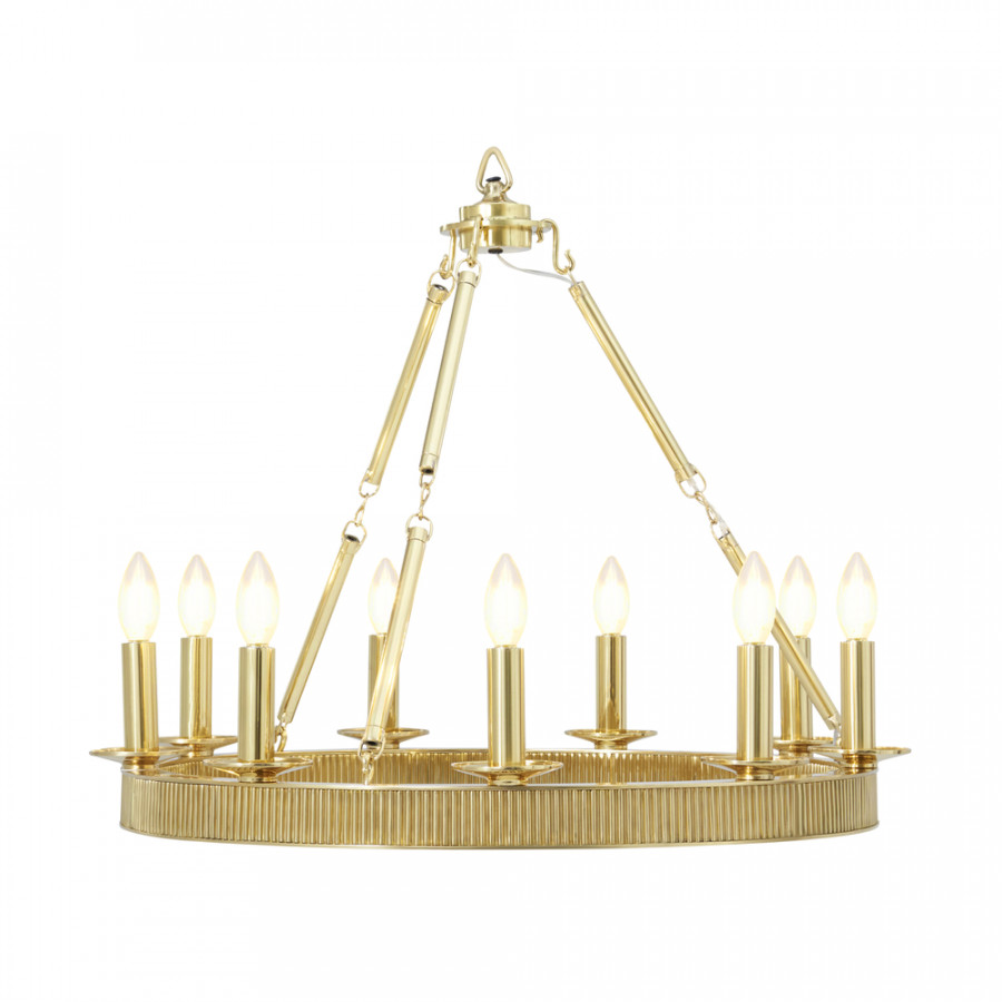 Theodore Alexander Simon Media Round Chandelier - Polished Brass
