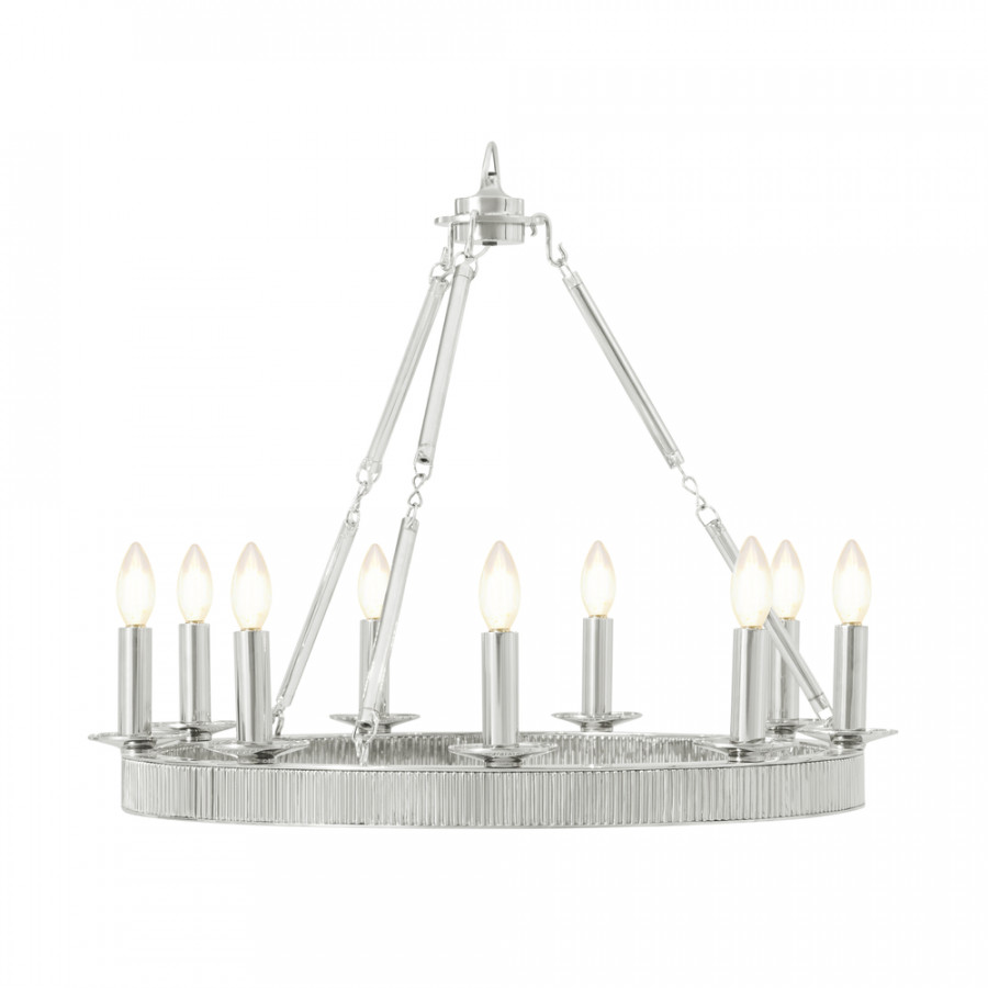 Theodore Alexander Simon Media Round Chandelier - Nickel Plated