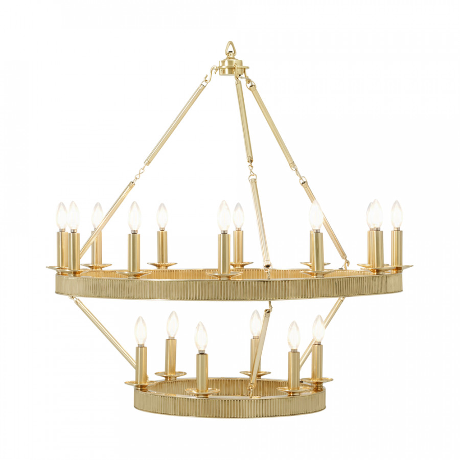 Theodore Alexander Simon Media Stack Round Chandelier - Polished Brass