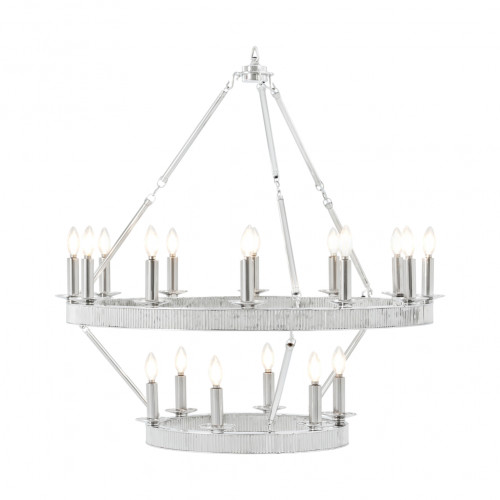 Theodore Alexander Simon Media Stack Round Chandelier - Nickel Plated