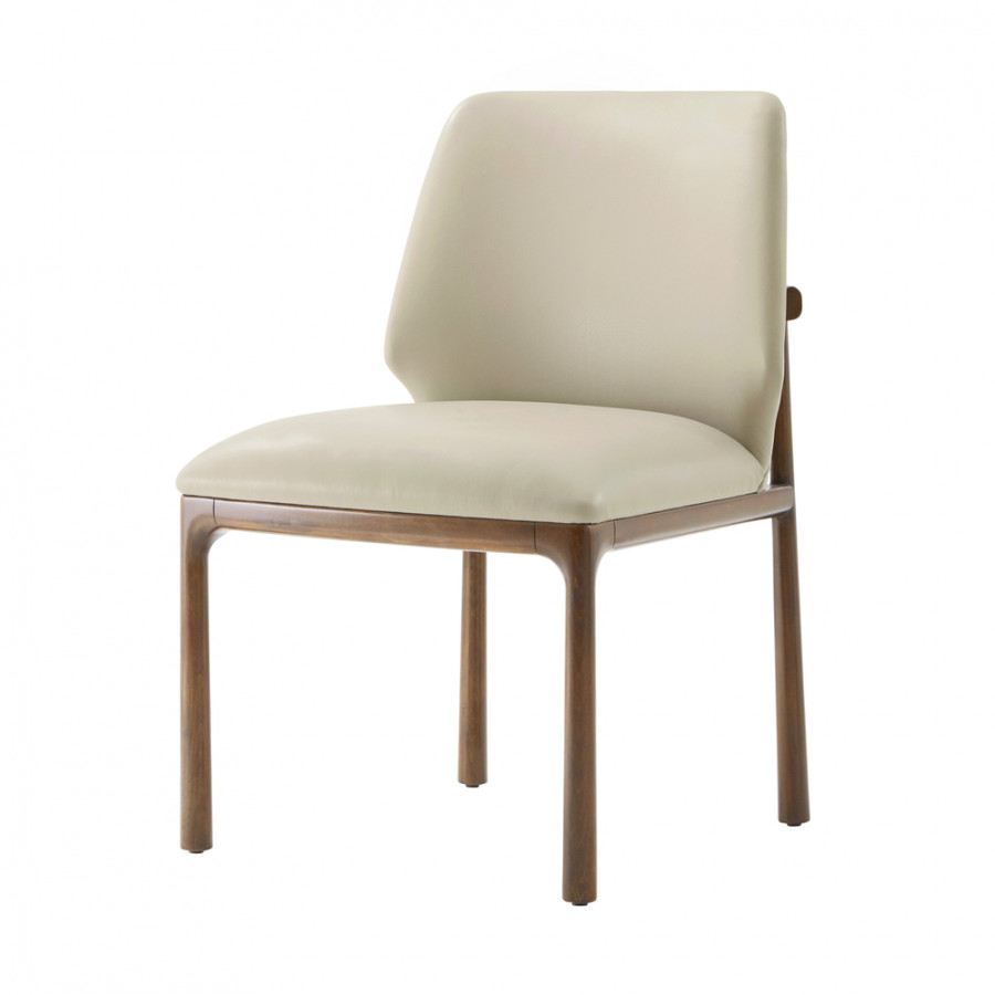 Theodore Alexander Kesden Dining Side Chair - Pyramid Brown, Leather
