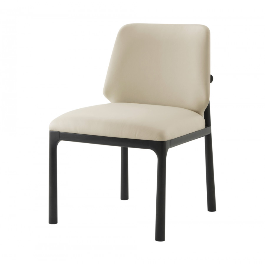 Theodore Alexander Kesden Dining Side Chair - Silent Black, Leather