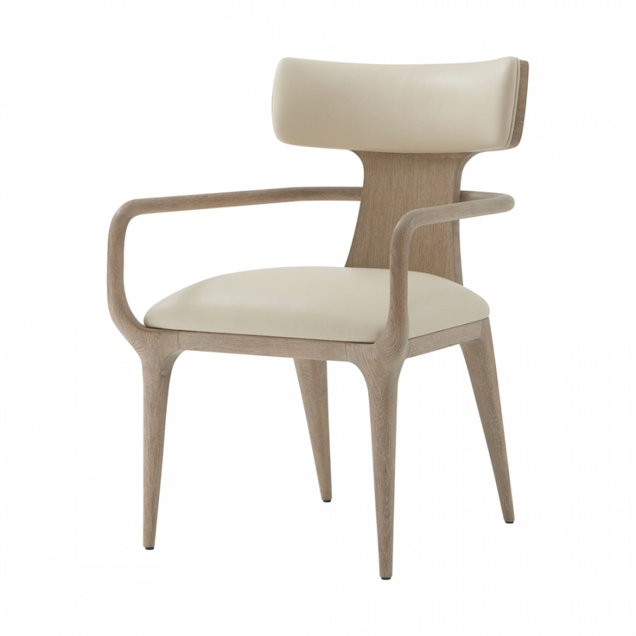 Theodore Alexander Repose Upholstered Dining Armchair - Gray Oak