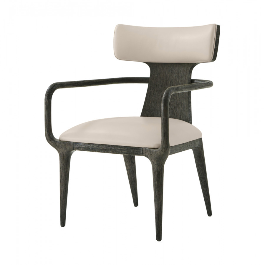 Theodore Alexander Repose Upholstered Dining Armchair - Charcoal Oak