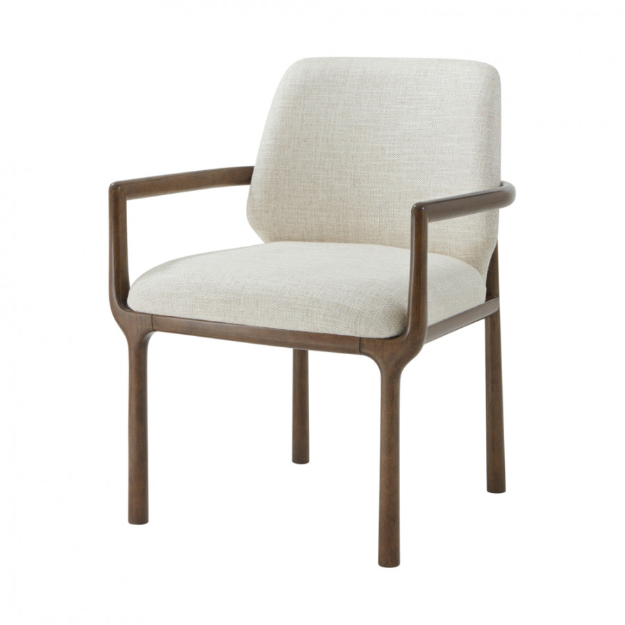 Theodore Alexander Kesden Dining Armchair - Pyramid Brown, Fabric