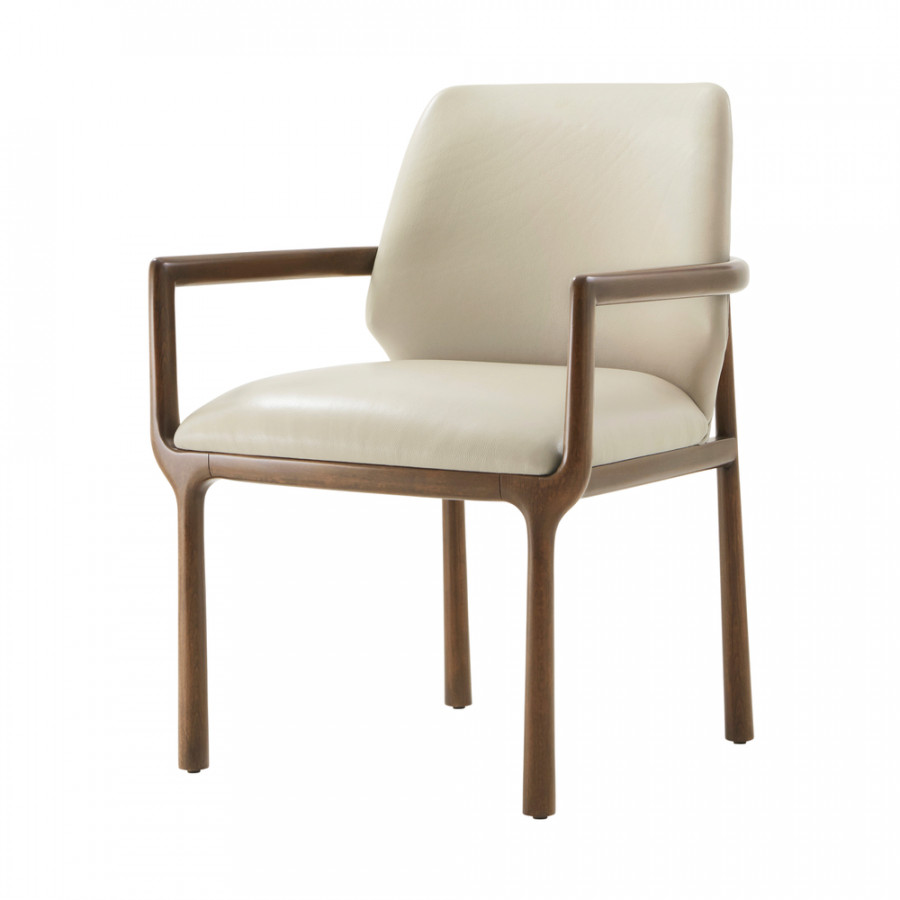 Theodore Alexander Kesden Dining Armchair - Pyramid Brown, Leather