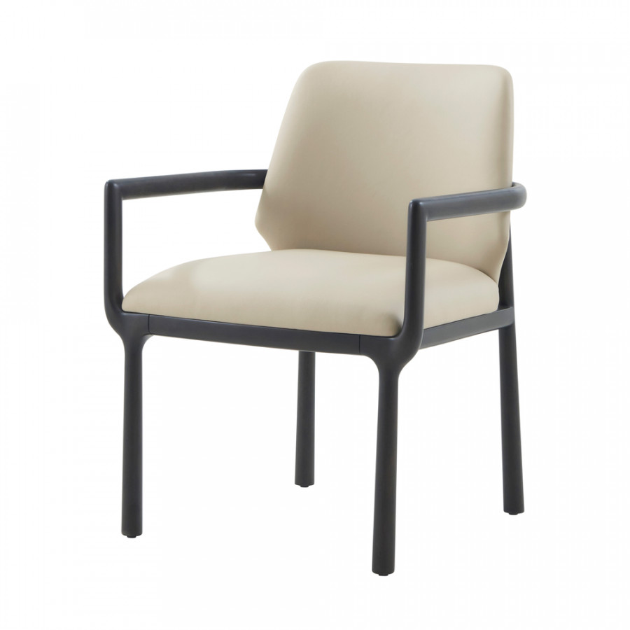 Theodore Alexander Kesden Dining Armchair - Silent Black, Leather