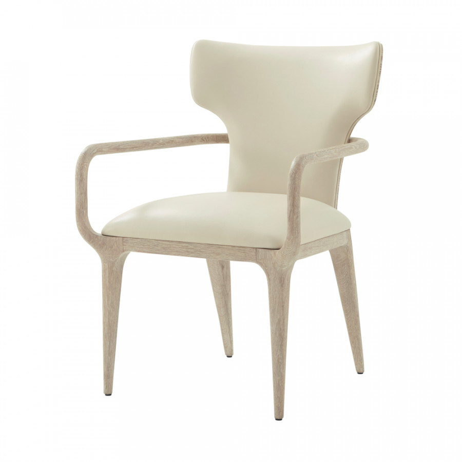Theodore Alexander Repose II Upholstered Dining Arm Chair - Gray Oak