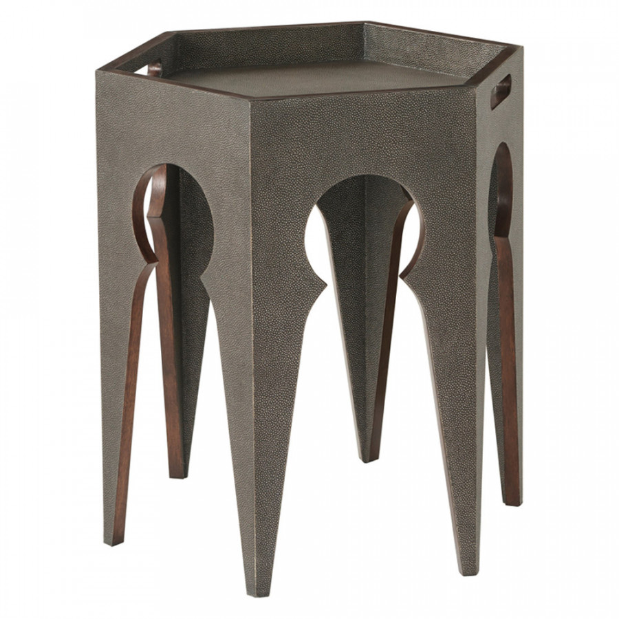 Theodore Alexander Radium Hexagonal Accent Table - Tempest Shagreen