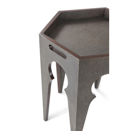Theodore Alexander Radium Hexagonal Accent Table - Tempest Shagreen