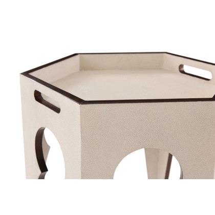 Theodore Alexander Radium Hexagonal Accent Table - Overcast Shagreen