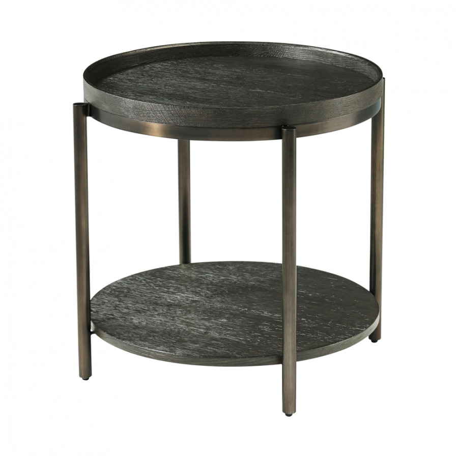 Theodore Alexander Repose Large Round Side Table - Charcoal Oak