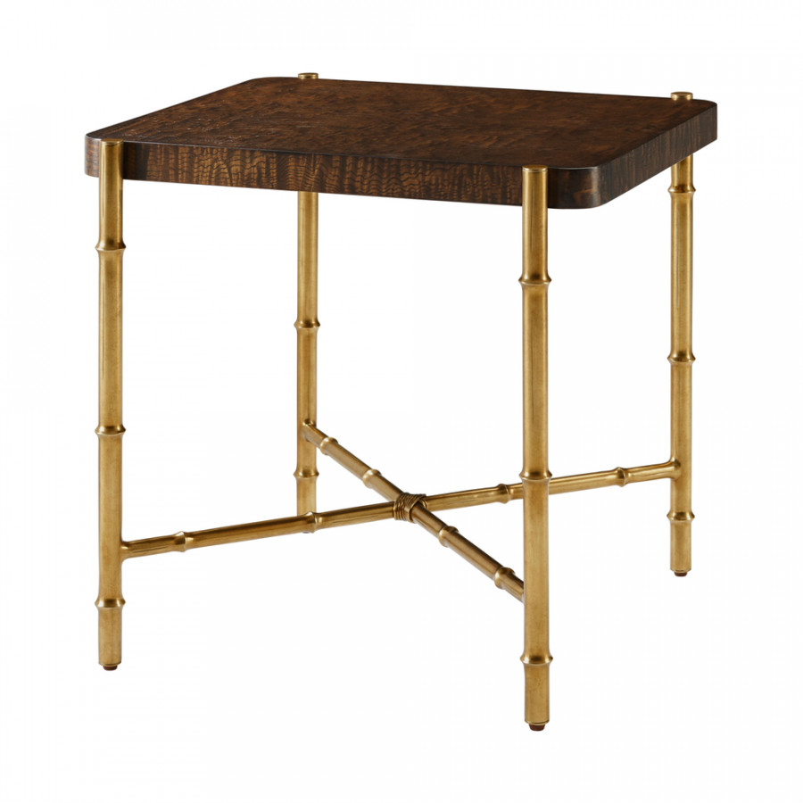Theodore Alexander Kesden Side Table - Pyramid Brown/Satin Brass