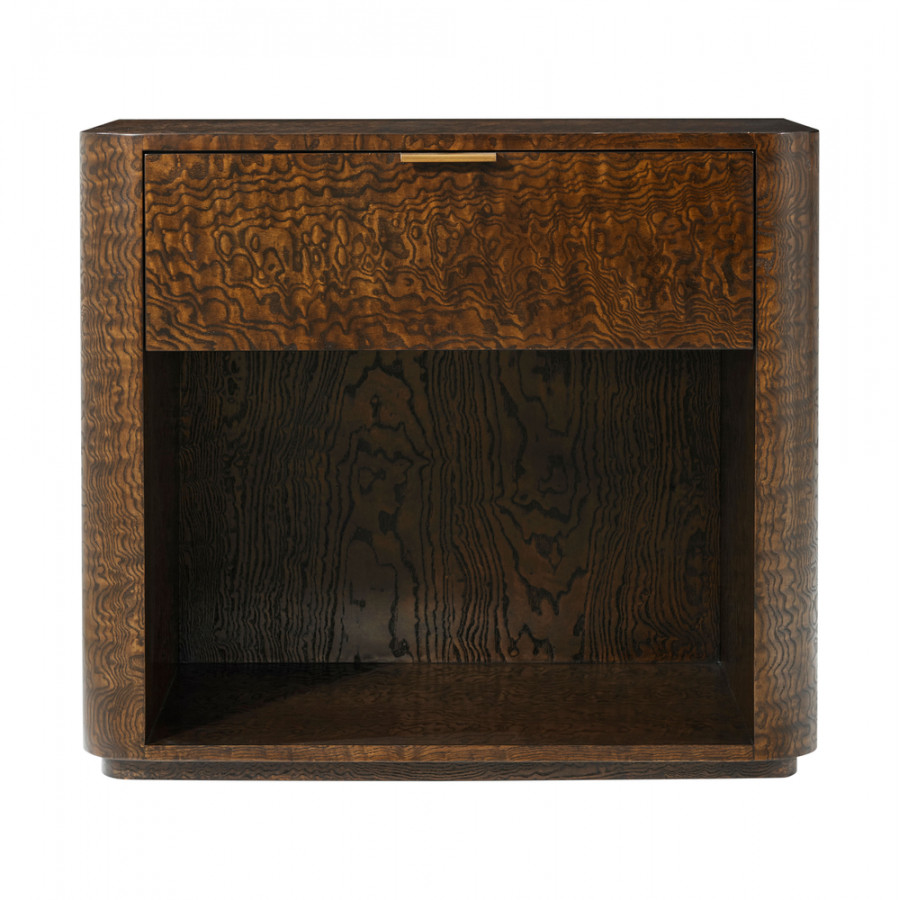 Theodore Alexander Kesden 1-Drawer Nightstand - Pyramid Brown/Satin Brass