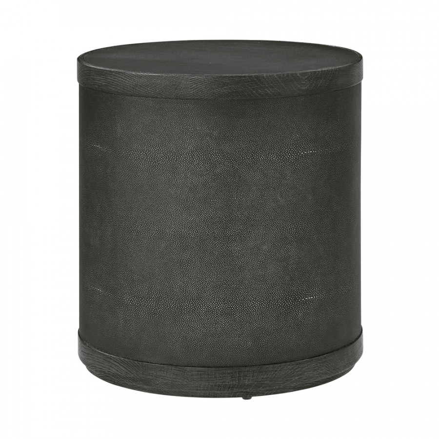 Theodore Alexander - Maxwell Drum Side Table in Obsidian On Oak/Shagreen