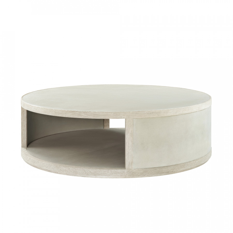Theodore Alexander Maxwell Small Round Cocktail Table - Cashmere On Oak/Shagreen