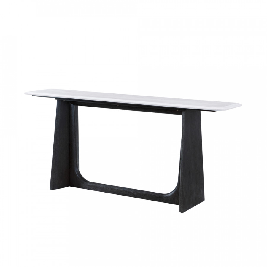 Theodore Alexander Repose Wooden Quartz Top Console Table - Charcoal Oak