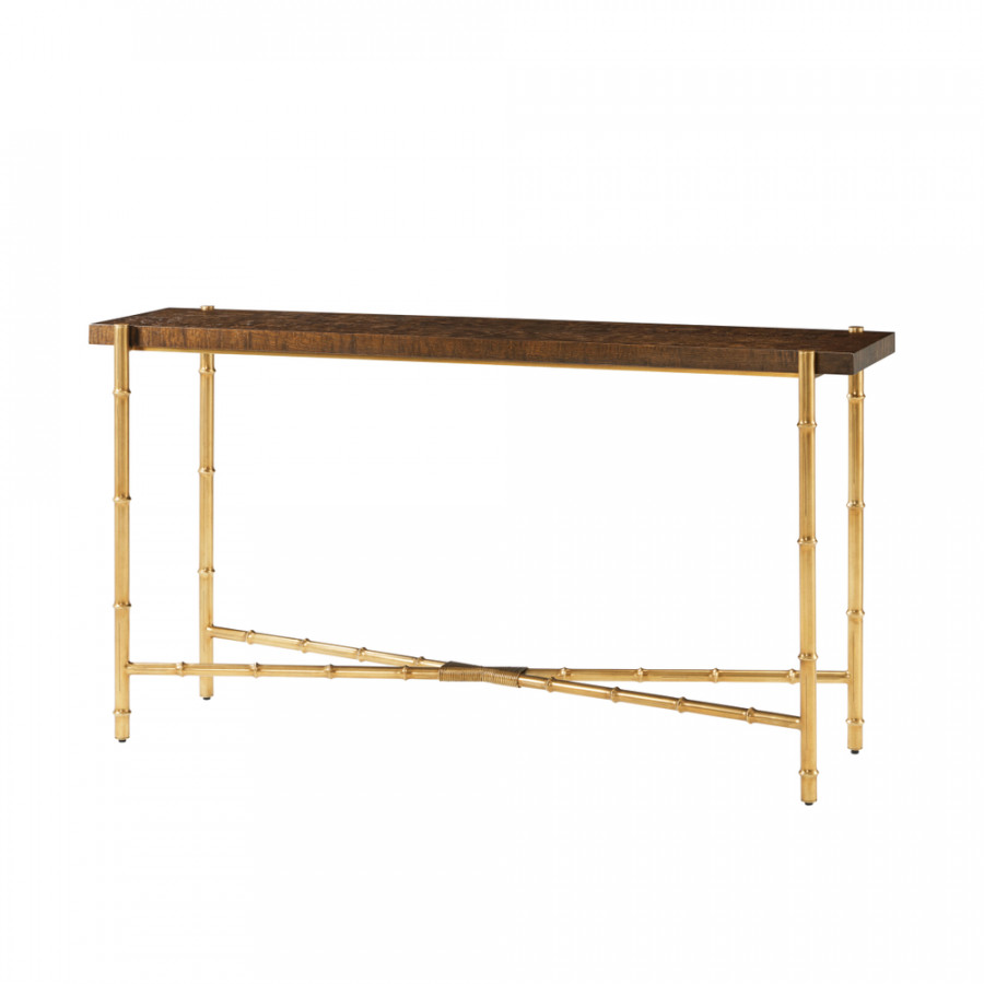 Theodore Alexander Kesden Console Table - Pyramid Brown/Satin Brass