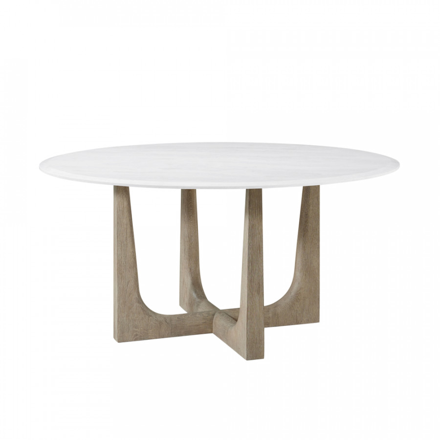 Theodore Alexander Repose Quartz Top Round Dining Table - Gray Oak