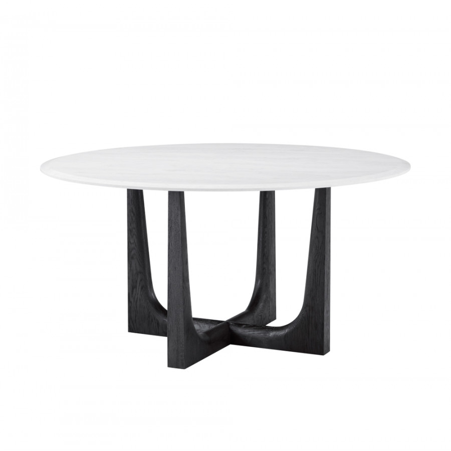 Theodore Alexander Repose Quartz Top Round Dining Table - Charcoal Oak