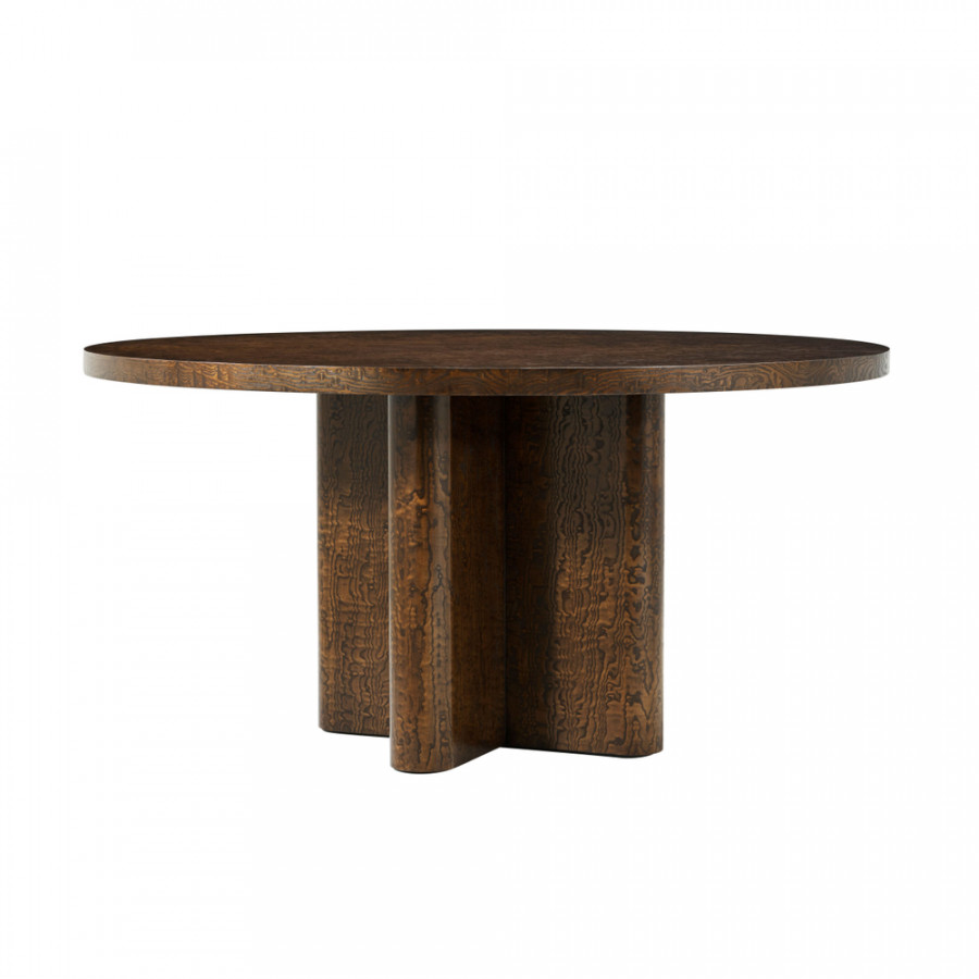 Theodore Alexander Kesden Round Dining Table - Pyramid Brown